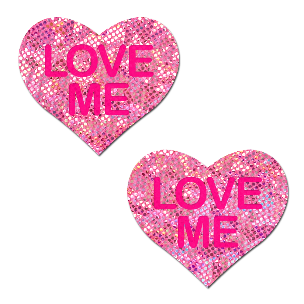 5-Pack: Love: Disco Pink Heart with 'Love Me' Nipple Pasties by Pastease® o/s