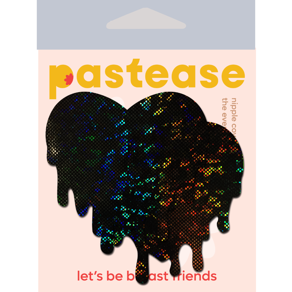 5 Pack: Melty Heart: Shattered Glass Disco Ball Black Melty Heart Nipple Pasties by Pastease® o/s
