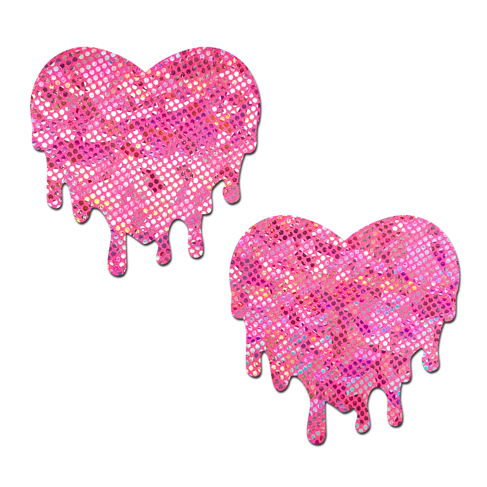5 Pack: Melty Heart: Shattered Glass Disco Ball Pink Melty Heart Nipple Pasties by Pastease® o/s