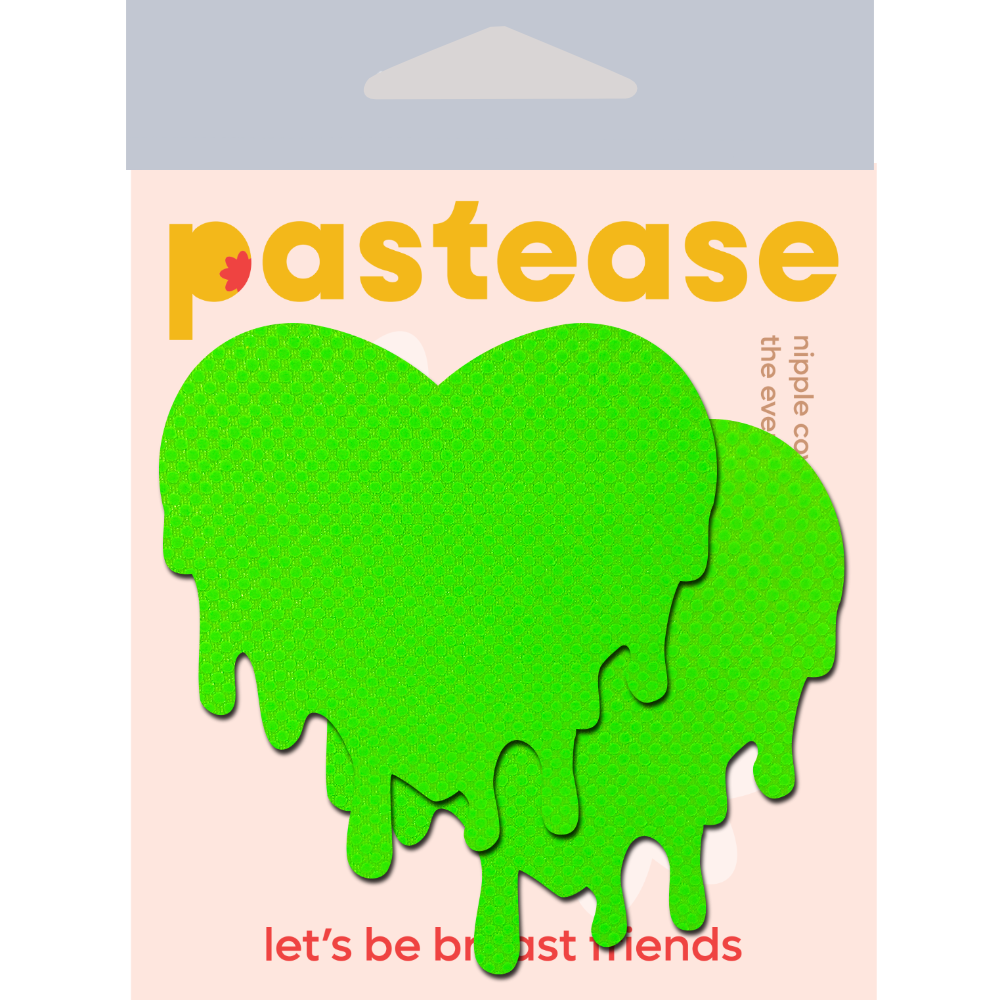 5 Pack: Melty Heart: Neon Green Melty Heart Nipple Pasties by Pastease® o/s