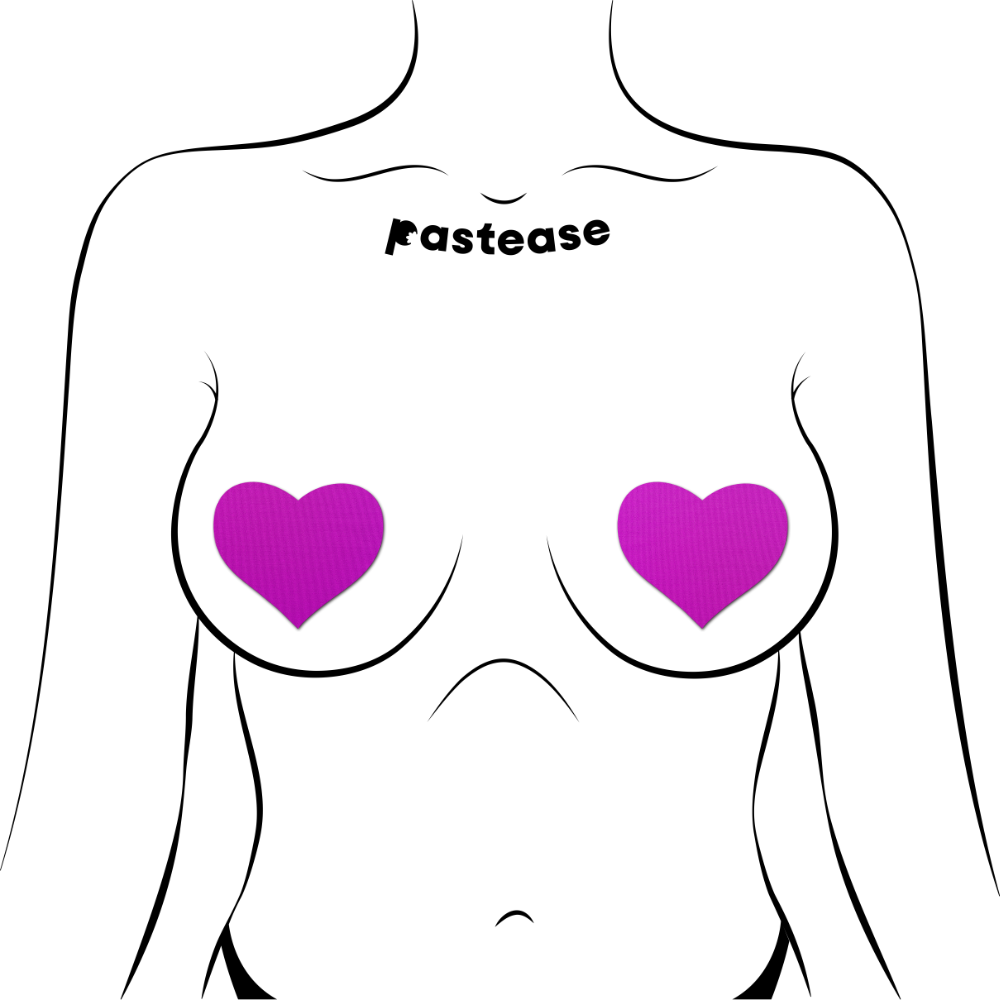 5-Pack: Love: Neon Purple Day-Glow Lycra Heart Nipple Pasties by Pastease® o/s