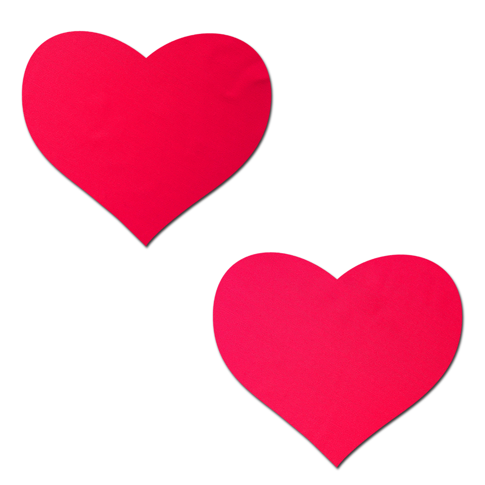 5-Pack: Love: Neon Red Day-Glow Lycra Heart Nipple Pasties by Pastease® o/s