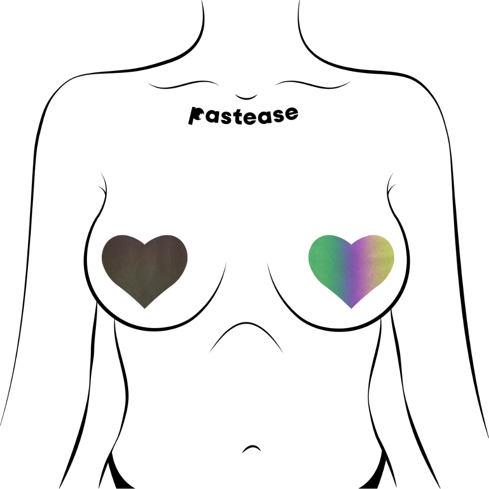 5-Pack: Love: Reflective Rainbow Heart Nipple Pasties by Pastease® o/s