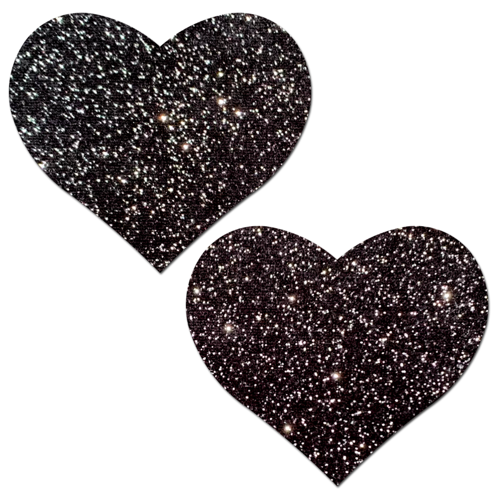 5-Pack: Love: Sparkle Black Heart Nipple Pasties by Pastease® o/s