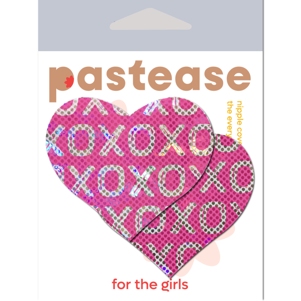 5-Pack: Love: Shattered Glass Disco Ball Pink with White XO Heart Nipple Pasties by Pastease® o/s