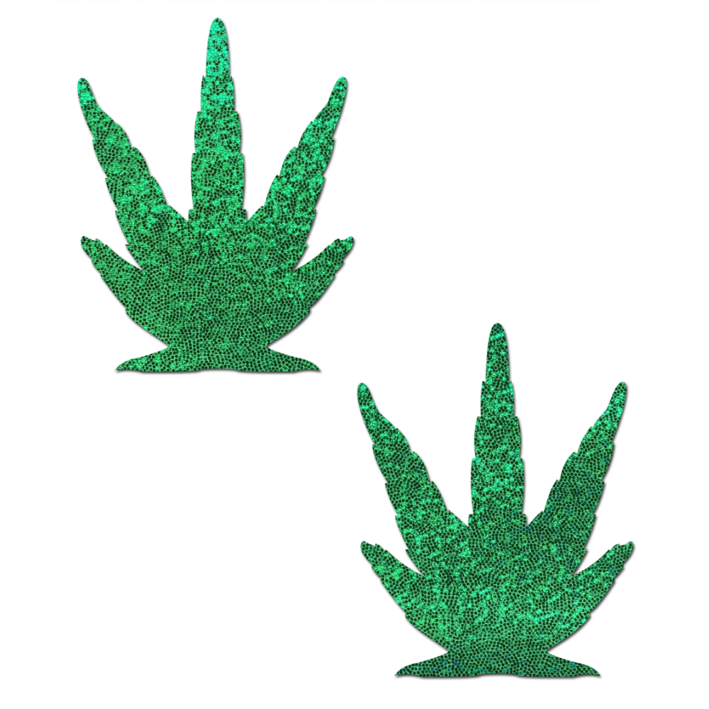 5-Pack: Leaf: Glittering Green Pot Leaves Nipple Pasties by Pastease® o/s