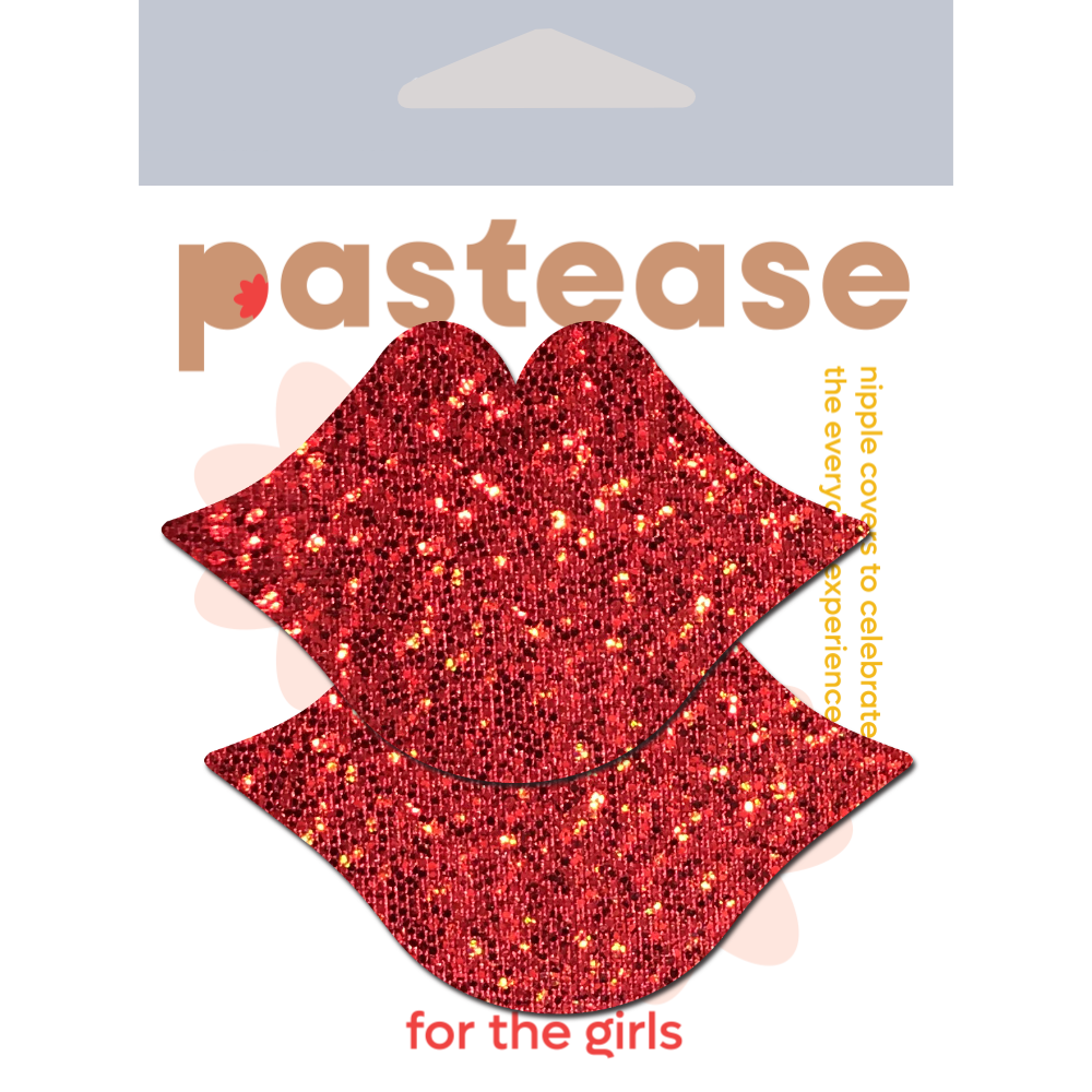 5-Pack: Kisses: Red Glittering Lip Nipple Pasties by Pastease® o/s