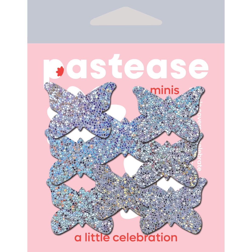 5-Pack: Body Minis: 10 Mini Silver Glitter Butterflies Nipple and Body Pasties by Pastease® o/s
