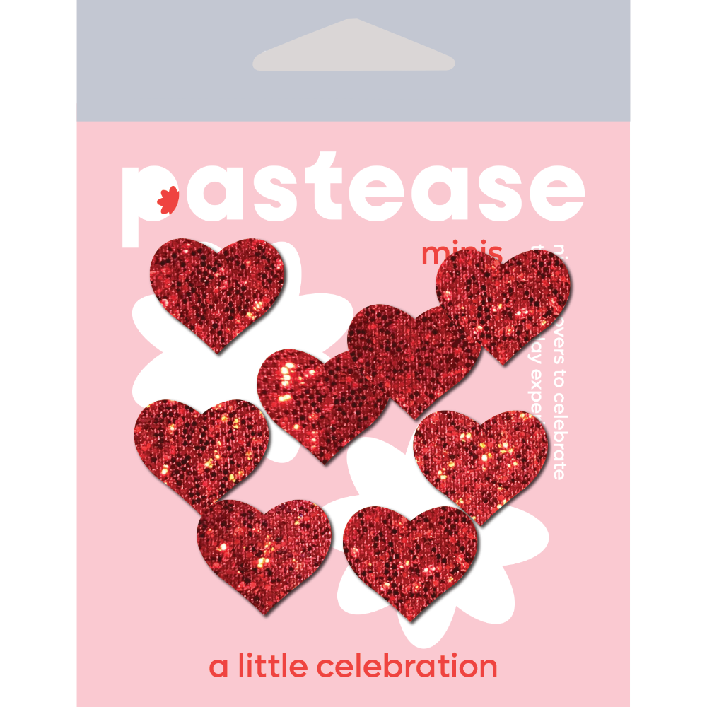 5-Pack: Body Minis: 10 Mini Red Glitter Hearts Nipple & Body Pasties by Pastease® o/s