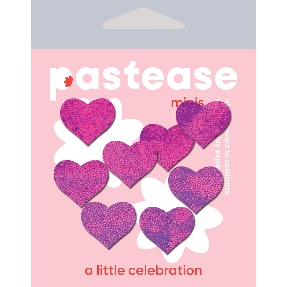 5-Pack: Body Minis: 10 Mini Pink Holographic Hearts Nipple & Body Pasties by Pastease® o/s