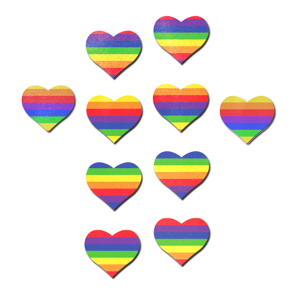 5-Pack: Body Minis: 10 Mini Rainbow Hearts Nipple & Body Pasties by Pastease® o/s