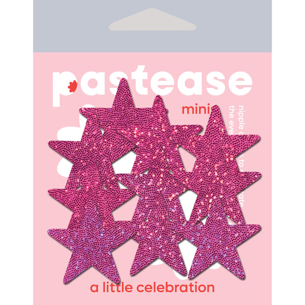 5-Pack: Body Minis: 10 Mini Hot Pink Glitter Stars Nipple & Body Pasties by Pastease® o/s
