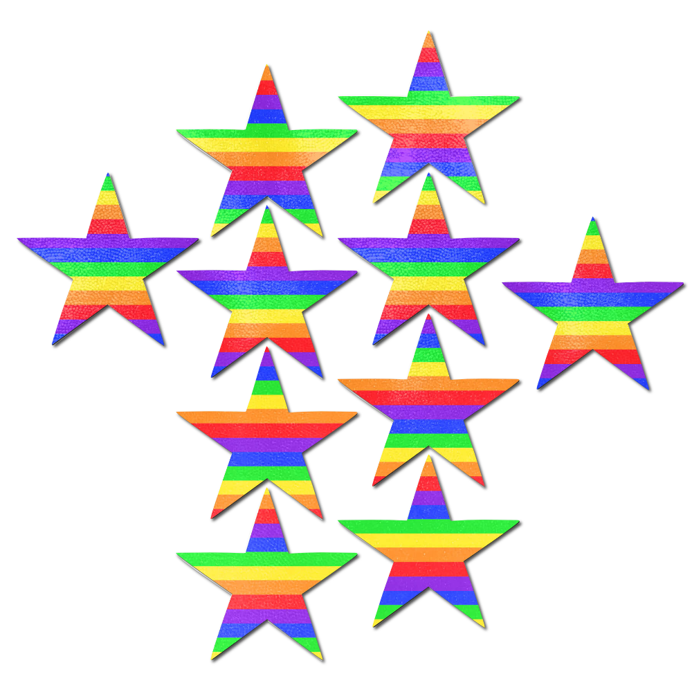 5-Pack: Body Minis: 10 Mini Rainbow Stars Nipple & Body Pasties by Pastease® o/s