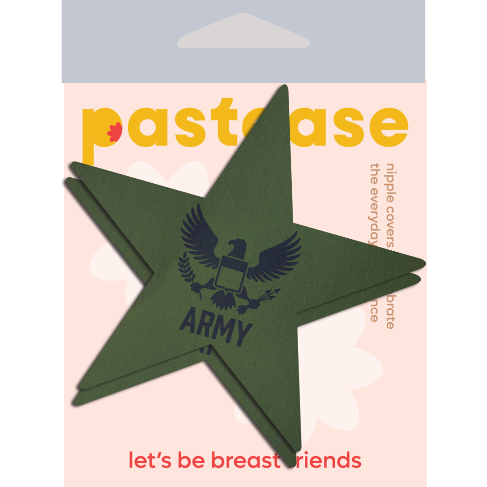 5 Pack: Nautical Star: Military US Army Insignia Black on Green Nipple Pasties by Pastease®