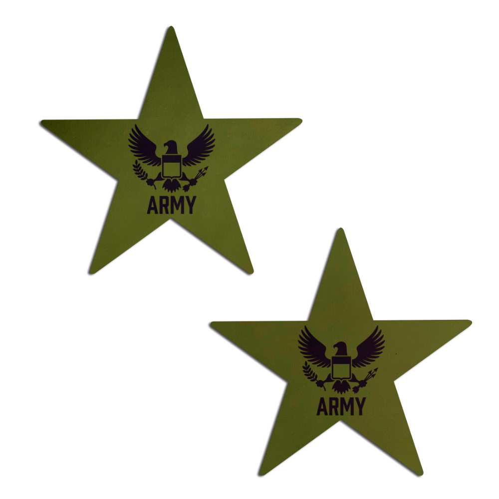 5 Pack: Nautical Star: Military US Army Insignia Black on Green Nipple Pasties by Pastease®