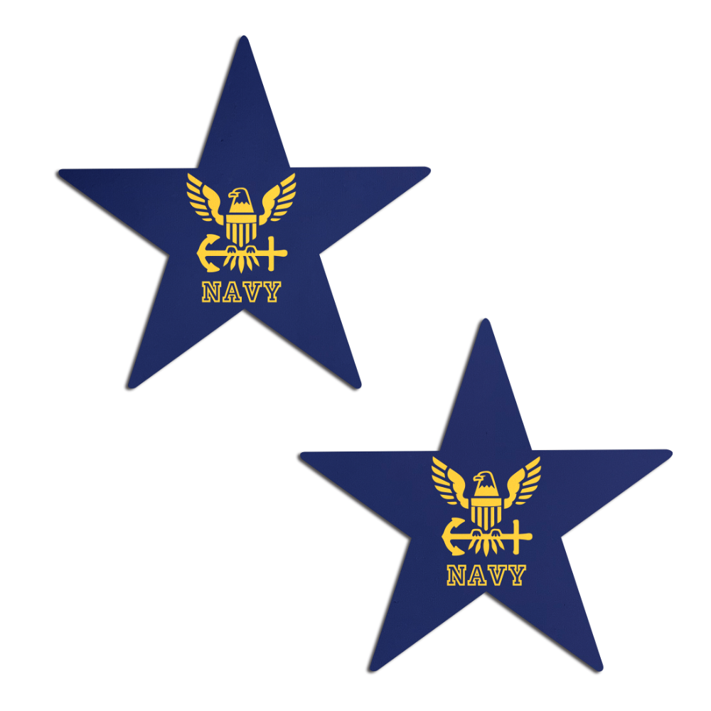 5 Pack: Nautical Star: Military US Navy Insignia Yellow on Blue Nipple Pasties by Pastease® o/s