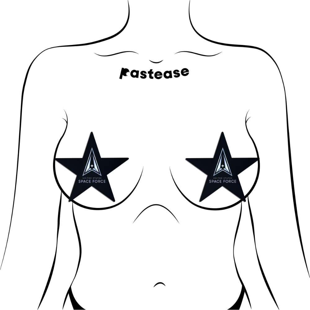 5-Pack: Nautical Star: Military US Space Force Insignia on Black Nipple Pasties by Pastease® o/s