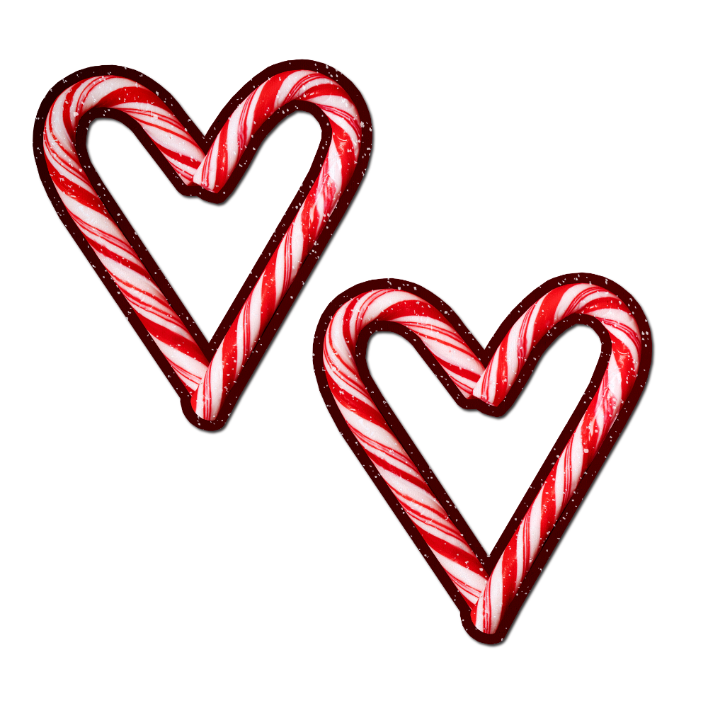 5-Pack: Peek-a-Boob: Candy Cane Heart Red & White Cut-Out Nipple Pasties by Pastease®