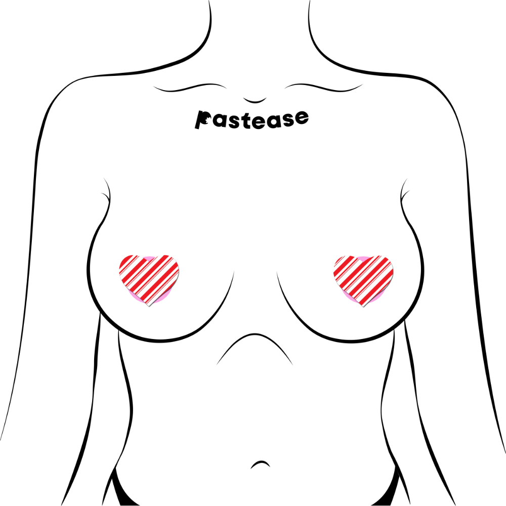 5 Pack: Petites: Two-Pair Small Candy Cane Hearts Nipple Pasties by Pastease®