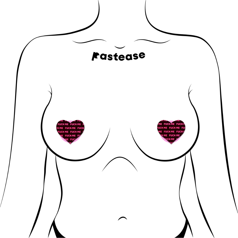 5 Pack: Petites: Two-Pair Small 'Fuck Me' Hearts Nipple Pasties by Pastease®