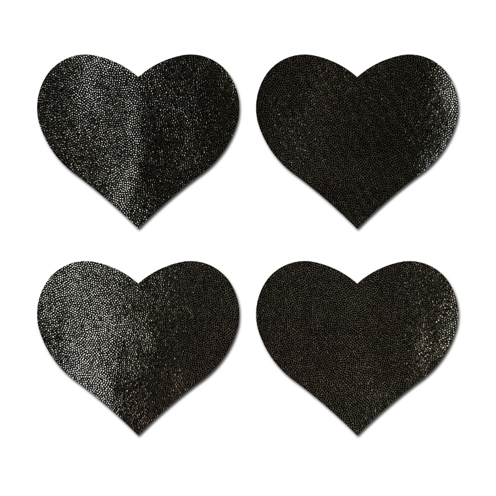 5-Pack: Petites: Two-Pair Small Liquid Black Hearts  Nipple Pasties by Pastease® o/s