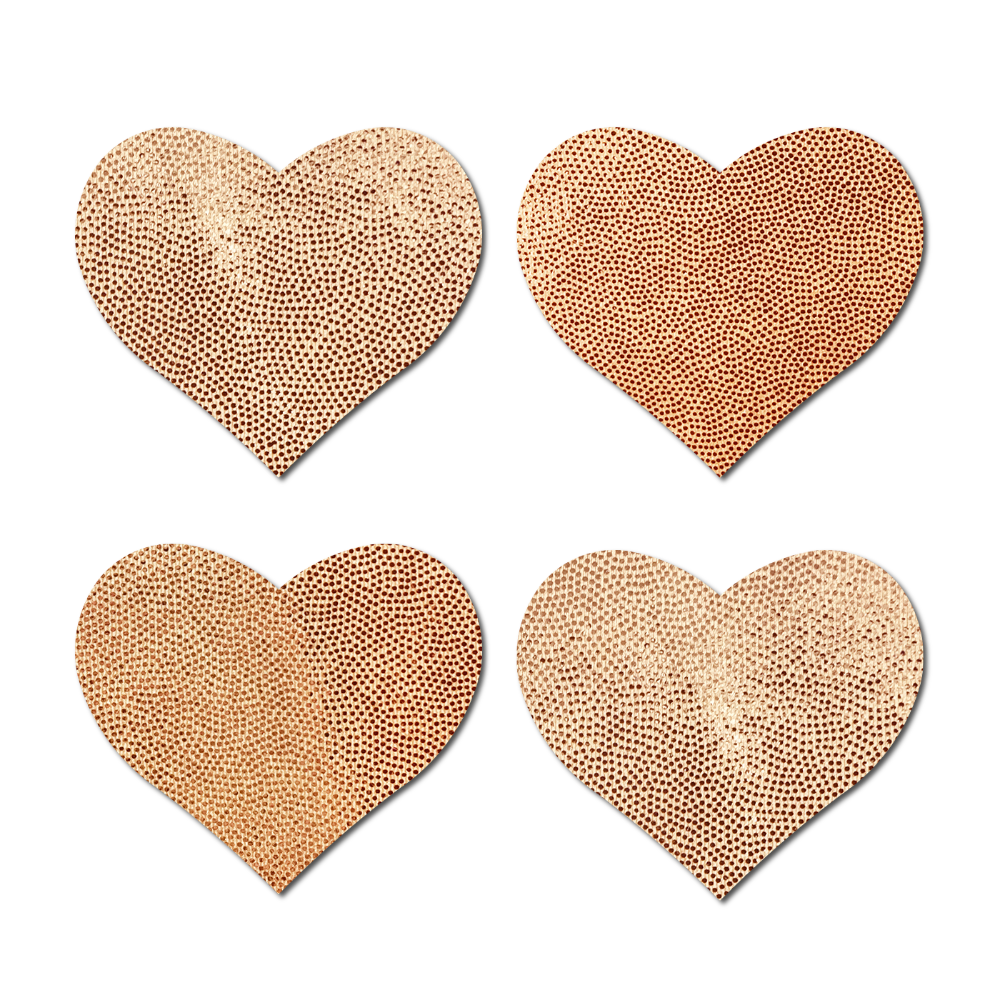 5 Pack: Petite Pasties: Two-Pair Small Rose Gold Hearts Nipple Covers by Pastease®