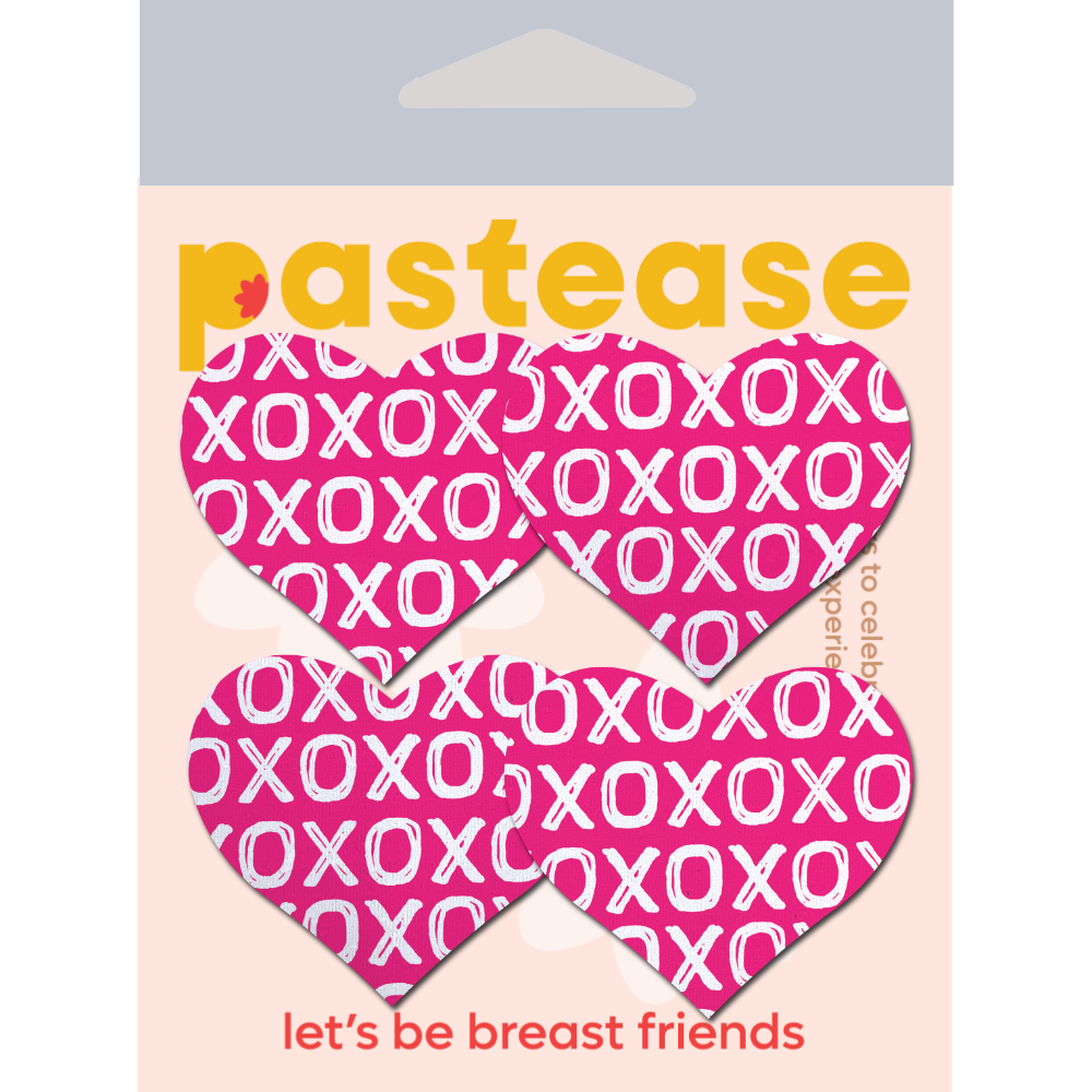 5 Pack: Petites: Two-Pair Small XO Pattern Pink Hearts Nipple Pasties by Pastease®
