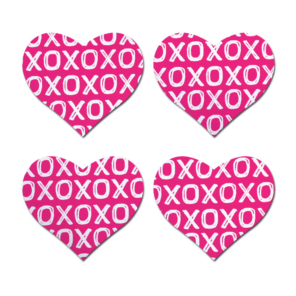 5 Pack: Petites: Two-Pair Small XO Pattern Pink Hearts Nipple Pasties by Pastease®