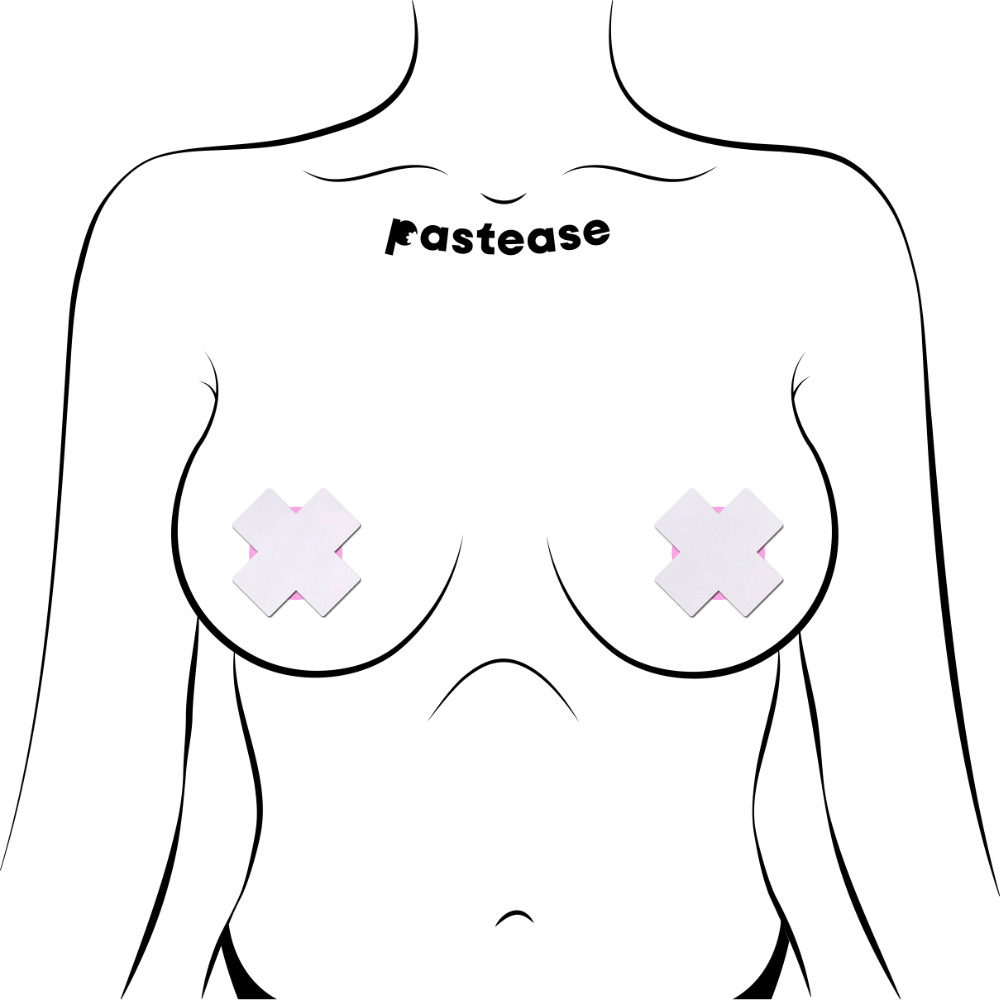 5-Pack: Petite Plus X: Two Pair of Small White Cross Nipple Pasties by Pastease® o/s