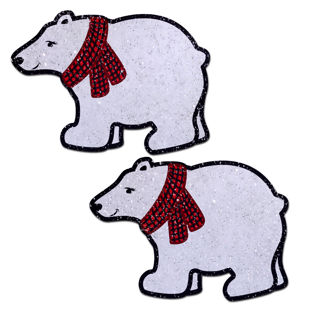 5 Pack: Polar Bear with Scarf Sparkling Nipple Pasties by Pastease®