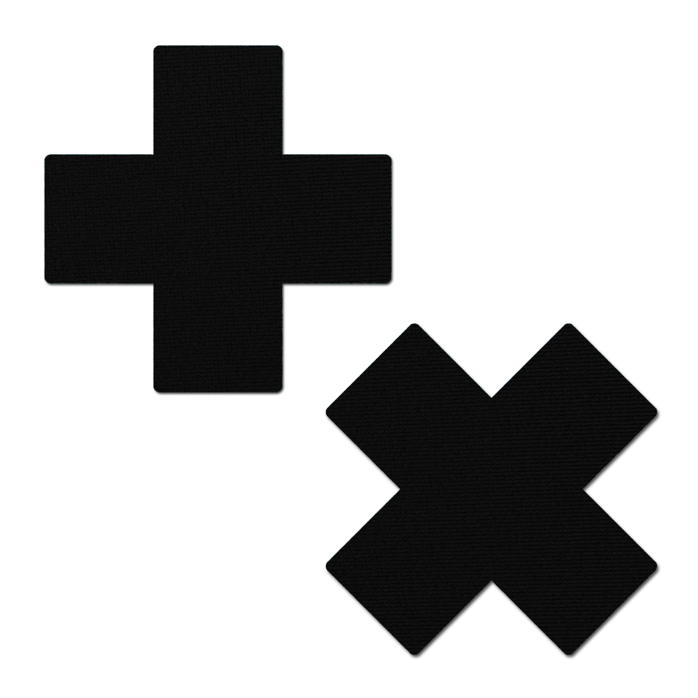 5-Pack: Plus X: Matte Black Cross Nipple Pasties by Pastease® o/s