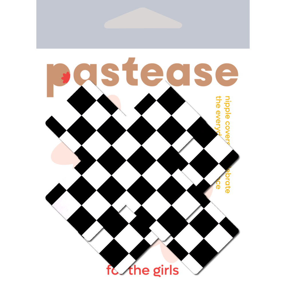 5-Pack: Plus X: Black & White Checker Cross Nipple Pasties by PasteaseĀ® o/s
