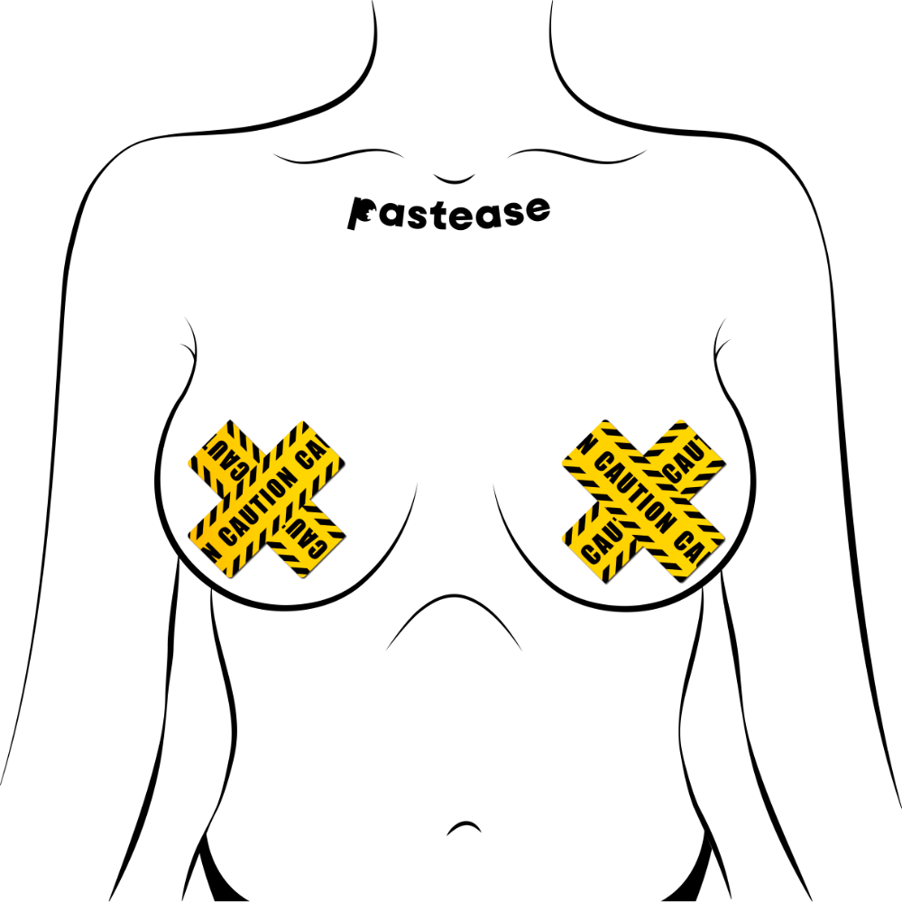 5-Pack: Plus X: Crossed Caution Tape Nipple Pasties by Pastease® o/s
