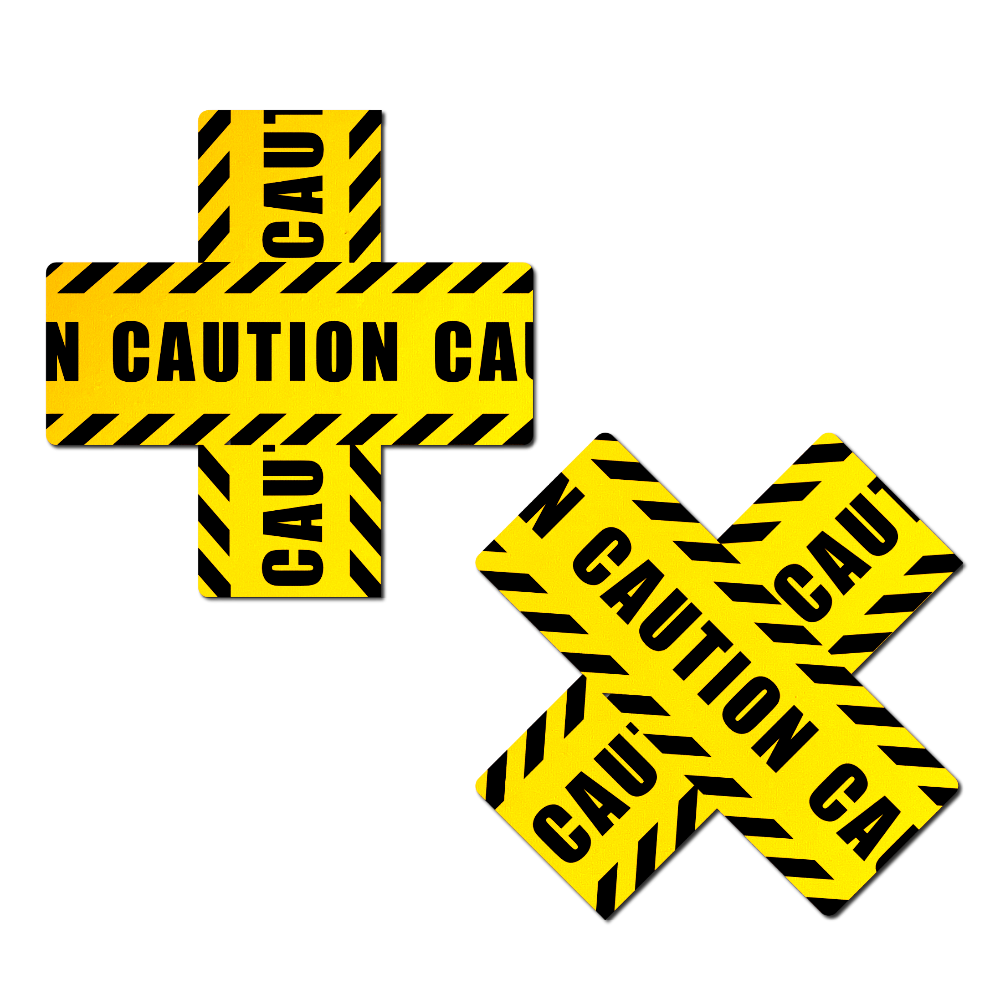 5-Pack: Plus X: Crossed Caution Tape Nipple Pasties  by Pastease® o/s