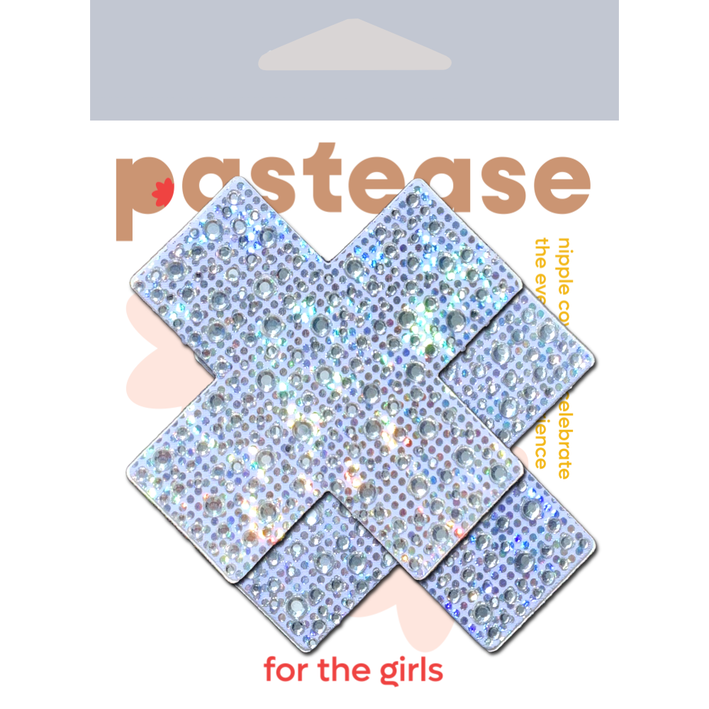 5-Pack: Plus X: Crystal Silver Cross Nipple Pasties by Pastease® o/s