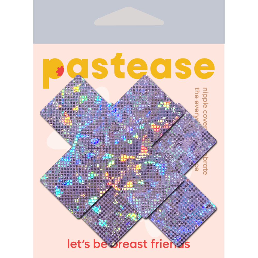 5-Pack: Plus X: Shattered Glass Disco Ball Glitter Lilac Cross Nipple Pasties by PasteaseĀ® o/s