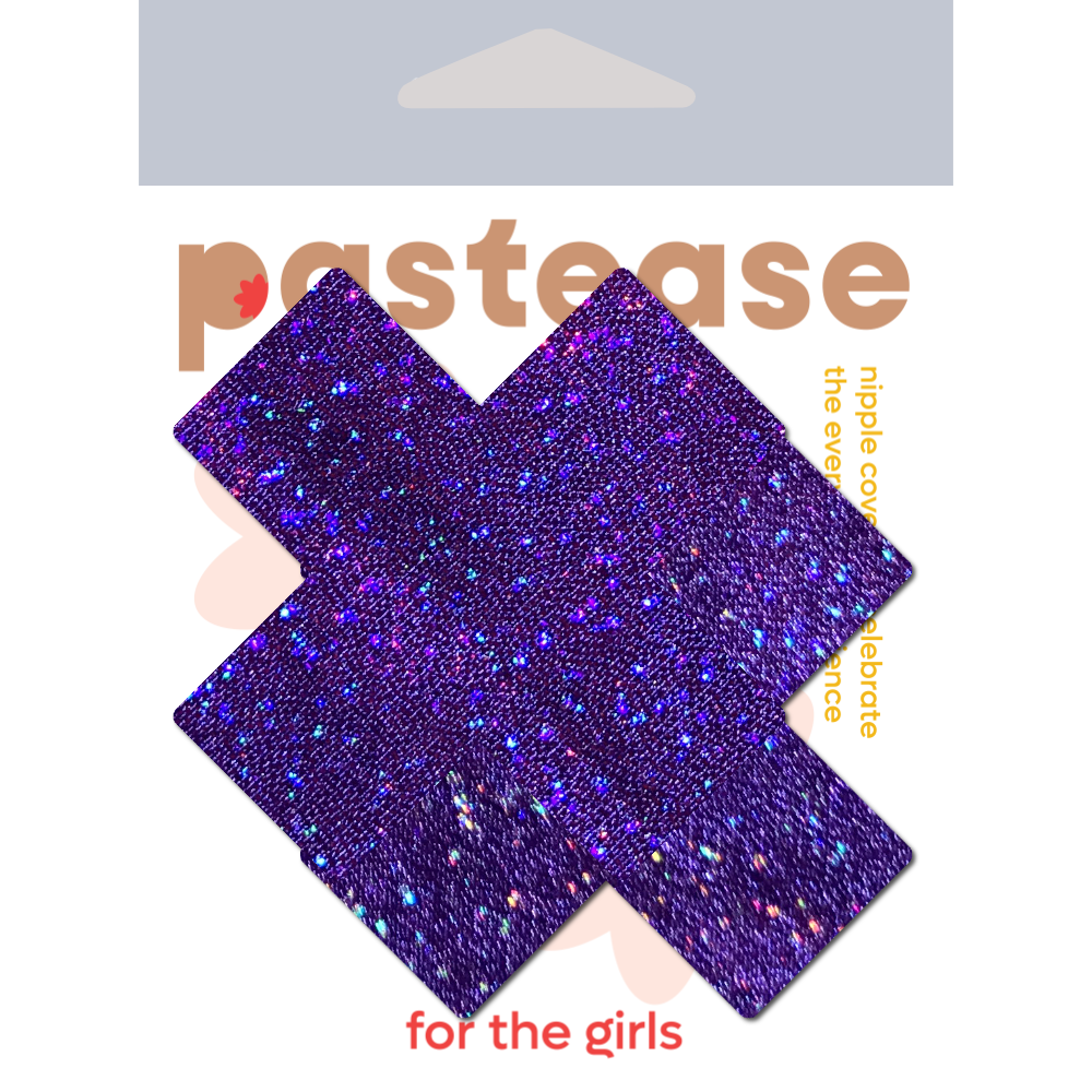 5-Pack: Plus X: Glitter Purple Cross Nipple Pasties by Pastease® o/s