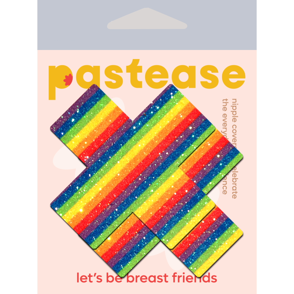 5-Pack: Plus X: Glittering Rainbow Cross Nipple Pasties by Pastease® o/s