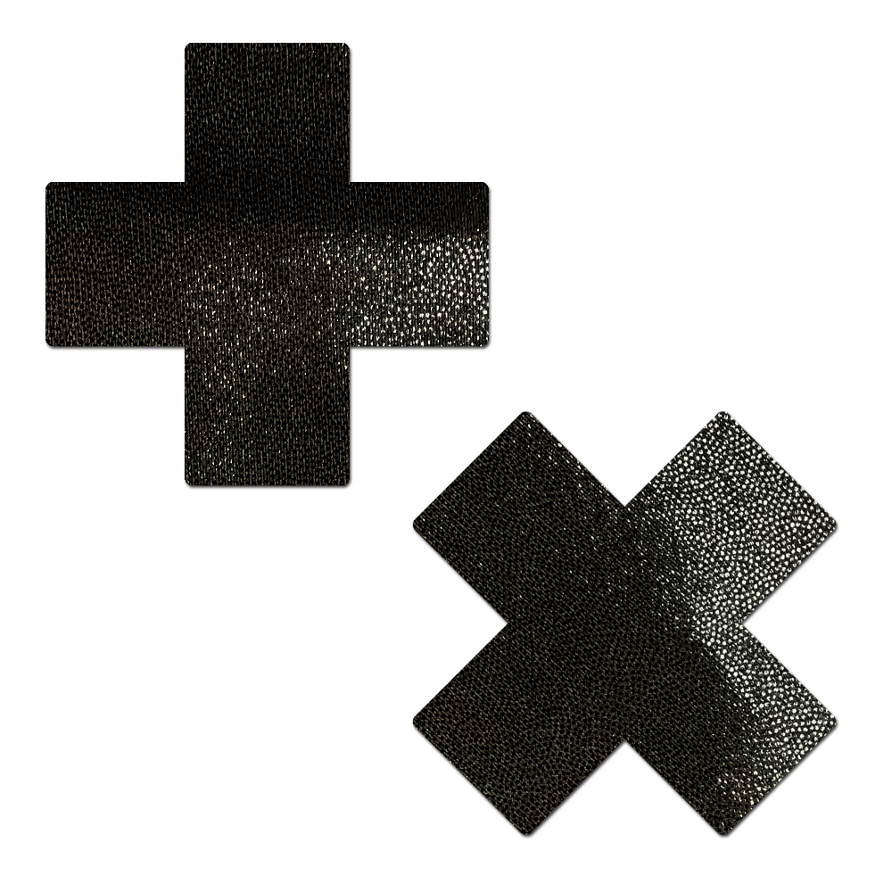 5-Pack: Plus X: Liquid Black Cross Nipple Pasties by Pastease® o/s