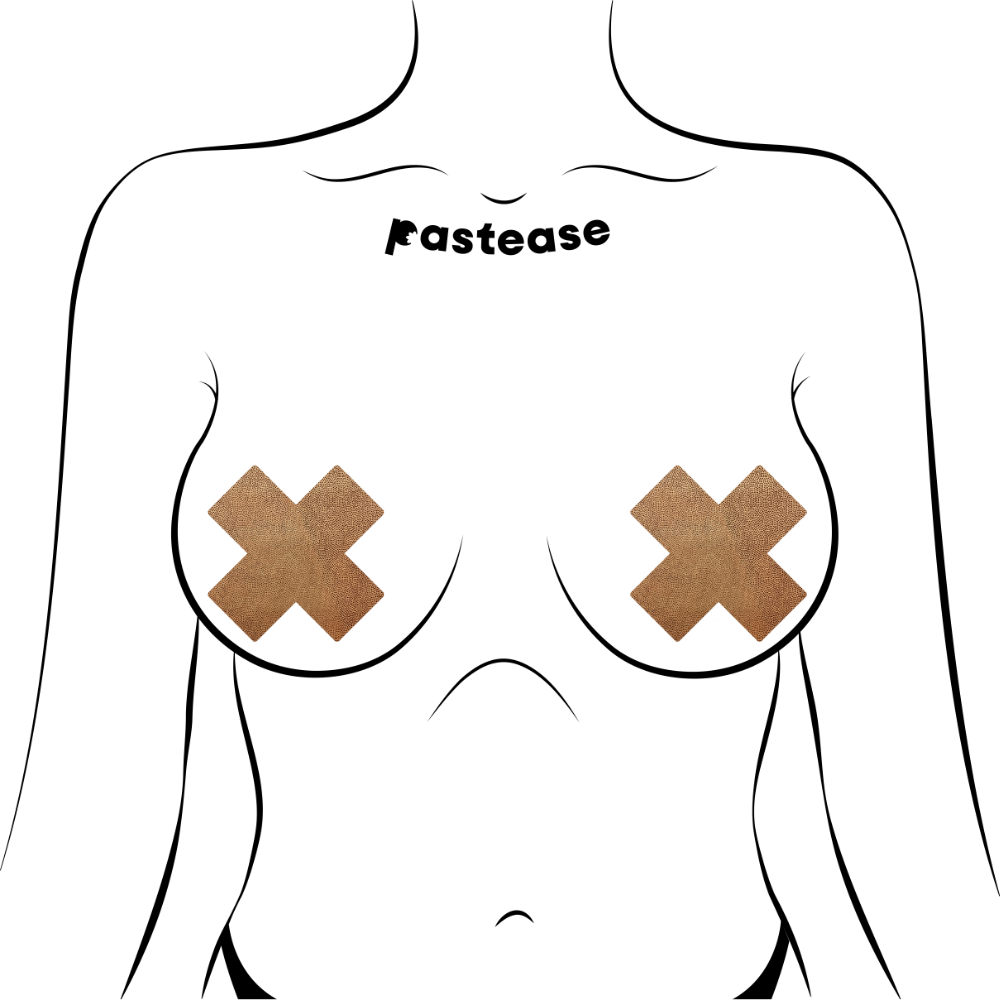 5-Pack: Plus X: Liquid Rose Gold Cross Nipple Pasties by Pastease® o/s