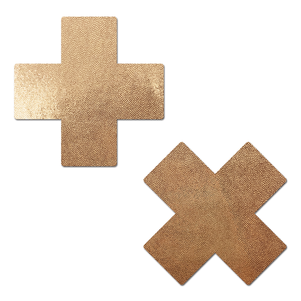 5-Pack: Plus X: Liquid Rose Gold Cross Nipple Pasties by Pastease® o/s