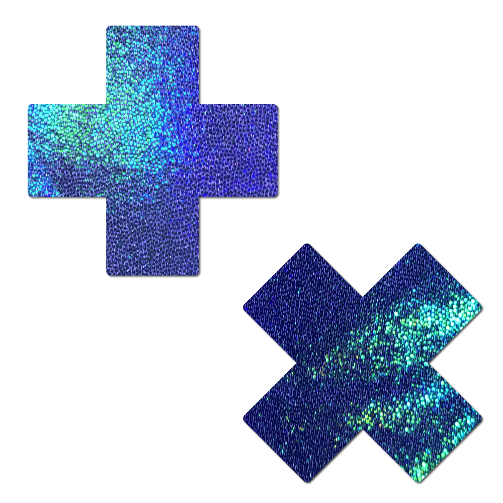 5-Pack: Plus X: Liquid Spectrum Blue Cross Nipple Pasties by Pastease® o/s