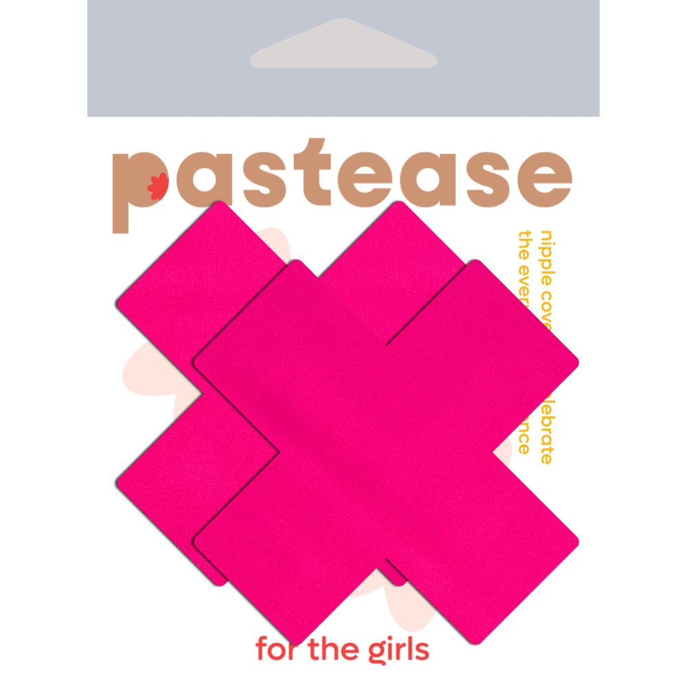 5-Pack: Plus X: Neon Pink (Blacklight Reactive)Cross Nipple Pasties by Pastease® o/s
