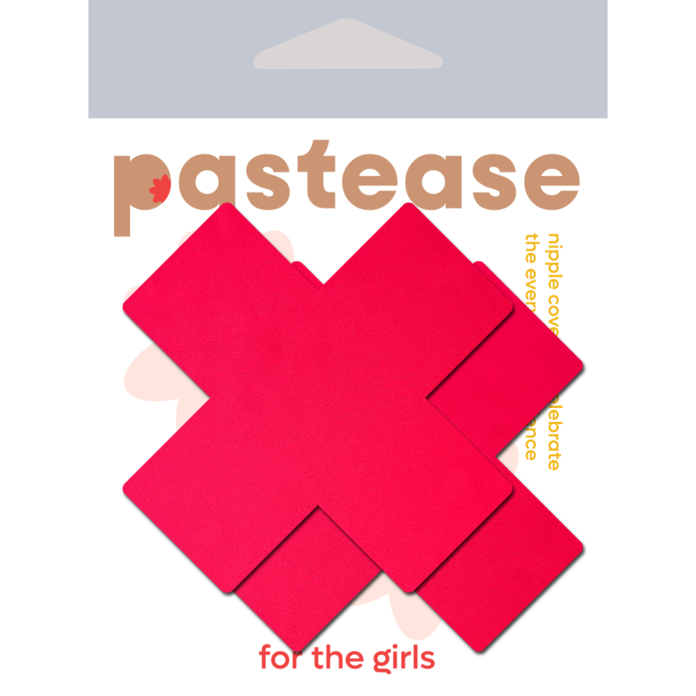 5-Pack: Plus X: Neon Red Cross Nipple Pasties by PasteaseĀ® o/s