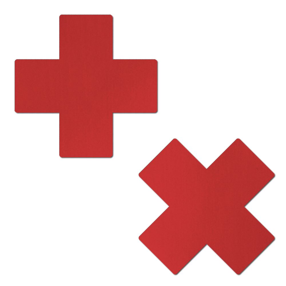 5-Pack: Plus X: Matte Red Cross Nipple Pasties by Pastease® o/s