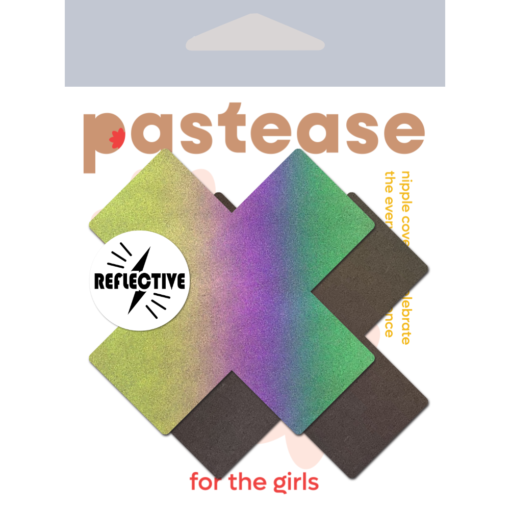 5-Pack: Plus X: Reflective Rainbow Cross Nipple Pasties by Pastease® o/s