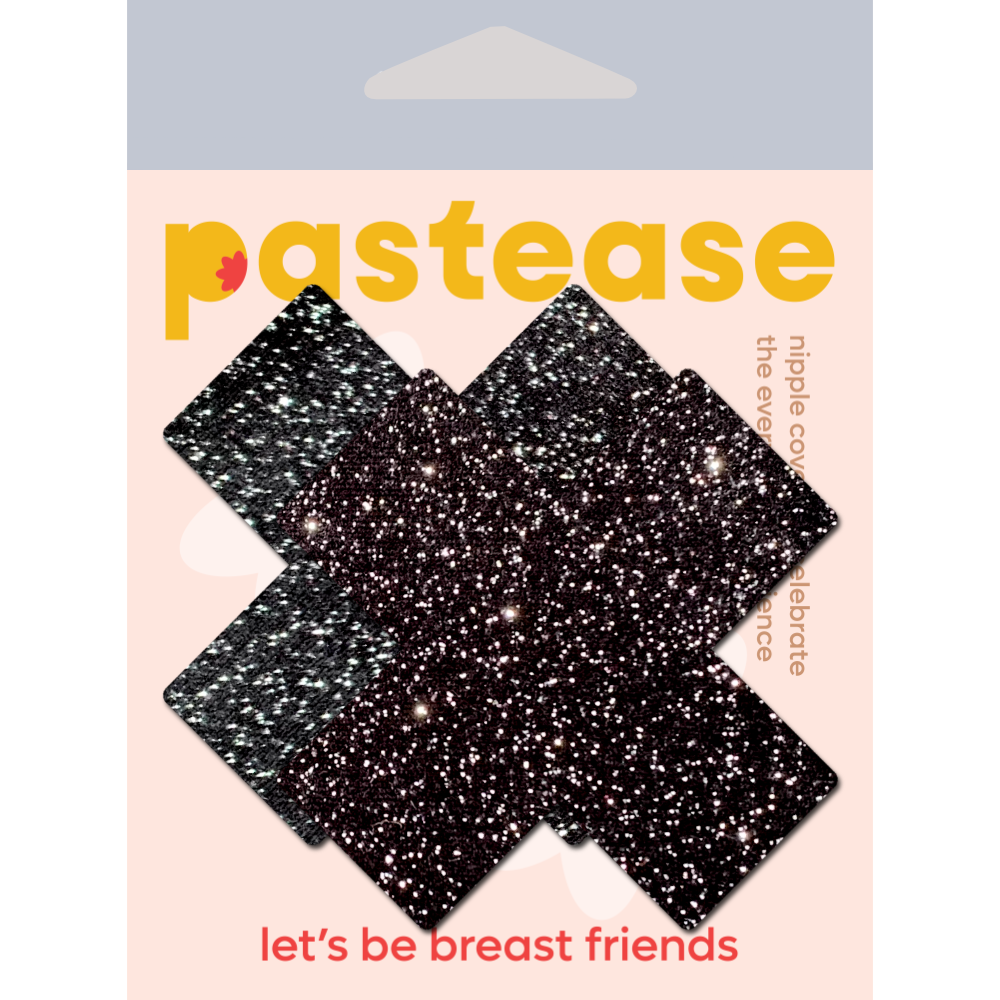 5-Pack: Plus X: Sparkle Black Plus Nipple Pasties by PasteaseĀ® o/s