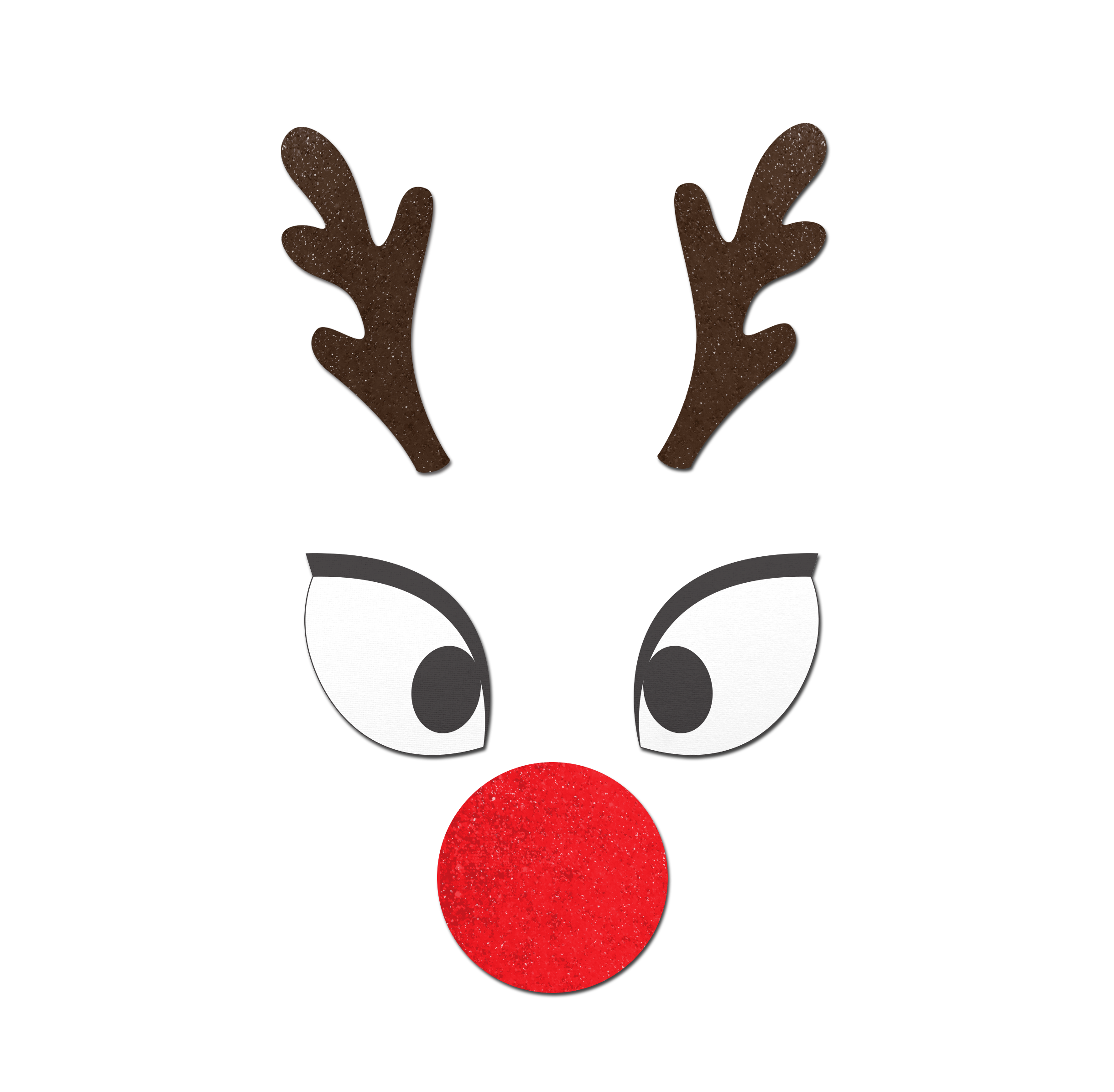 5 Pack: Reindeer Boob Kit Pasties: Rudolph Eyes Nose & Antler Nipple Cover by Pastease®