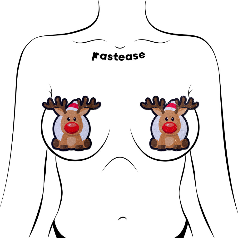 5-Pack: Reindeer: Red Nose Rudolph Nipple Pasties by Pastease®