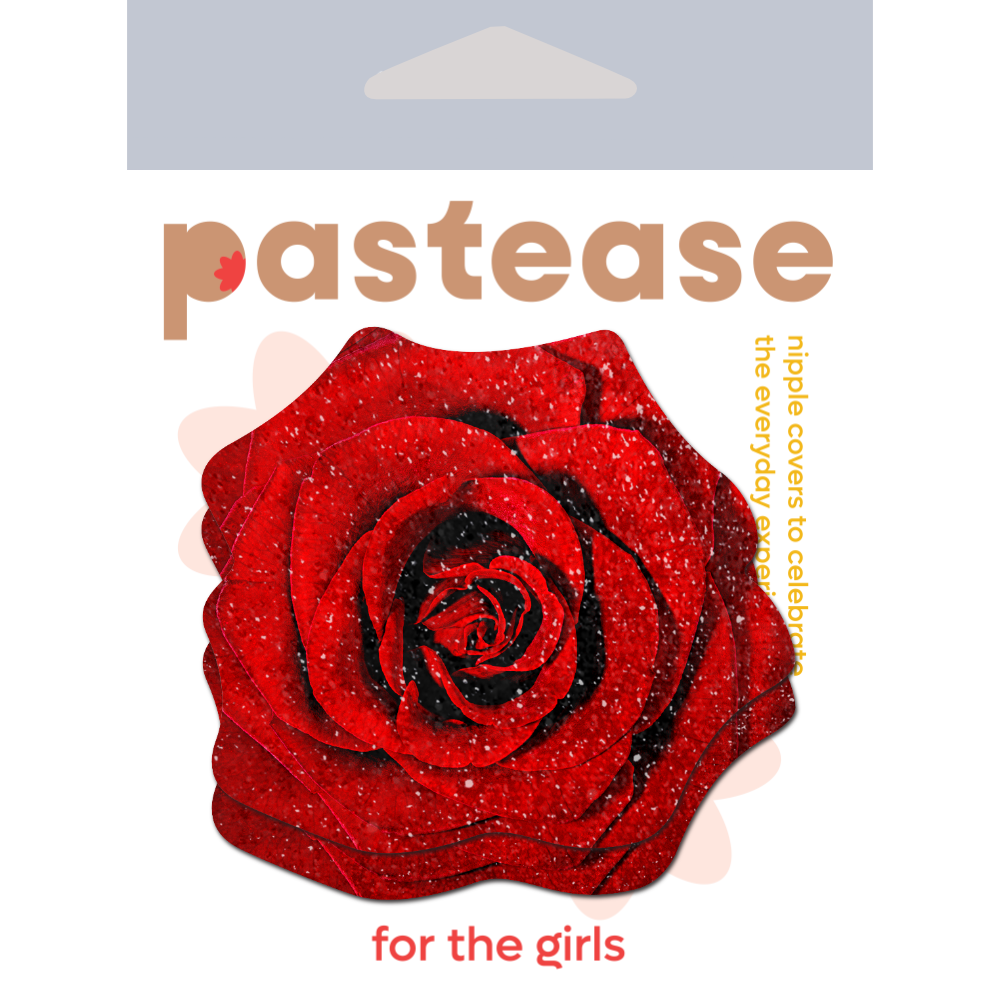 5-Pack: Rose: Red Glitter Velvet Blooming Rose Nipple Pasties by Pastease® o/s